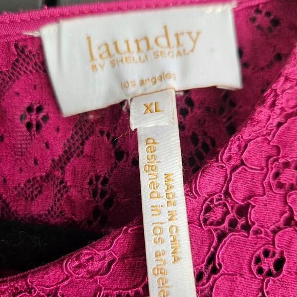 Laundry by Shelli Segal Pink Lace Blouse Sz XL Barbie - Picture 8 of 9